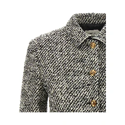 Bicolor Virgin Wool Full-Length Jacket