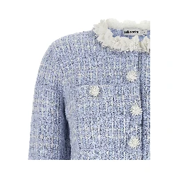 Blue Cotton Full-Length Jacket