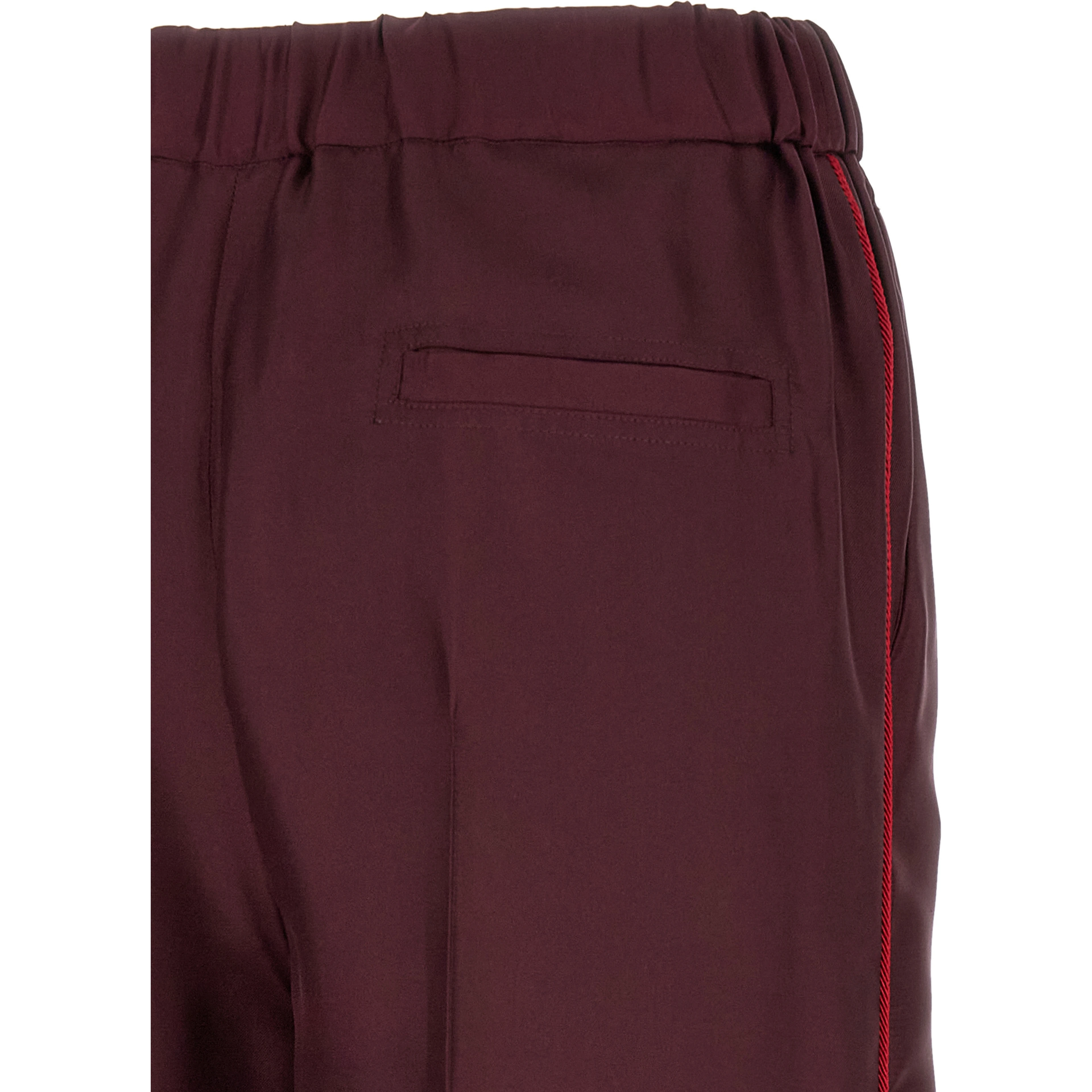 Bordeaux Silk Casual Pants
