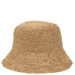 Beige Raffia Bucket Hat
