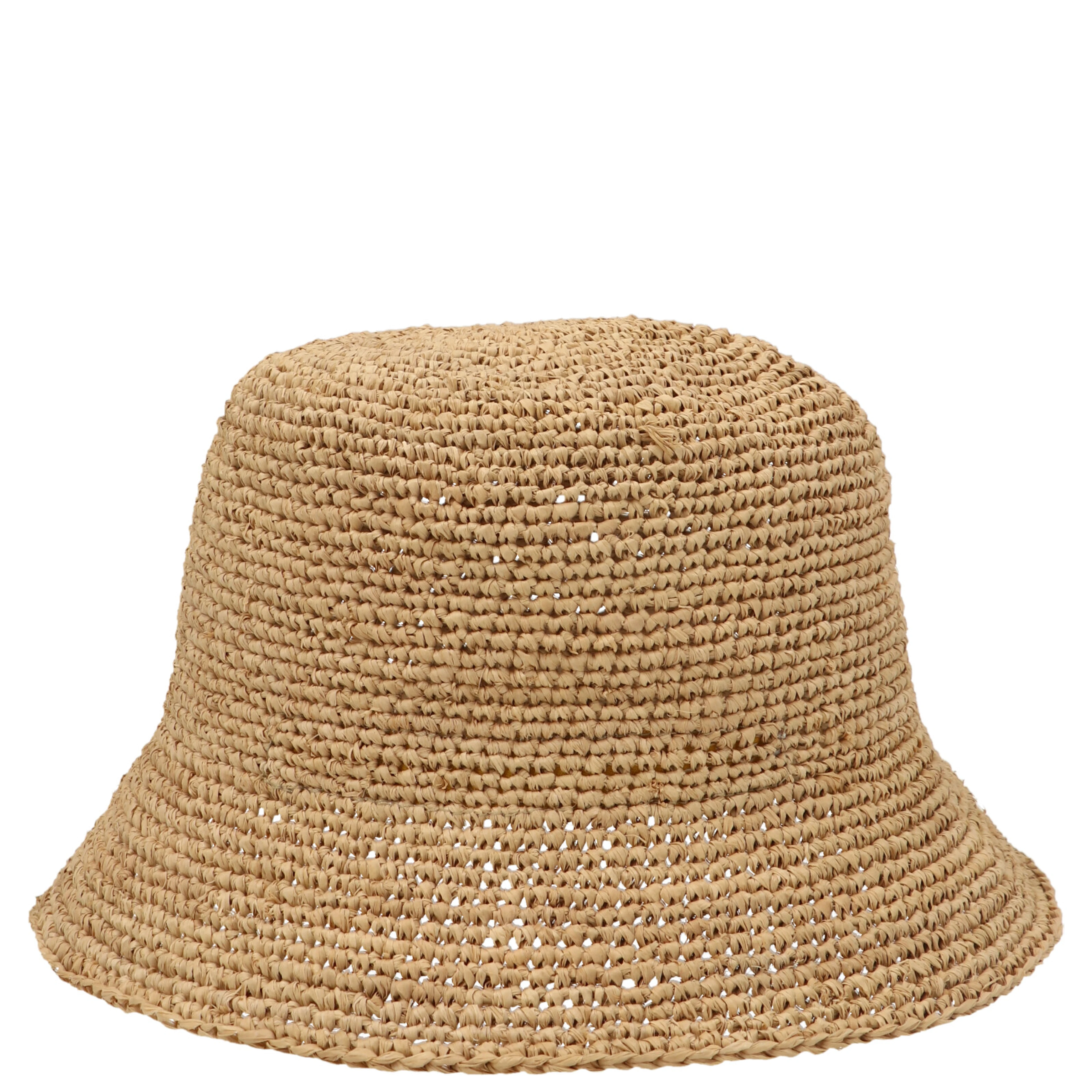 Beige Raffia Bucket Hat