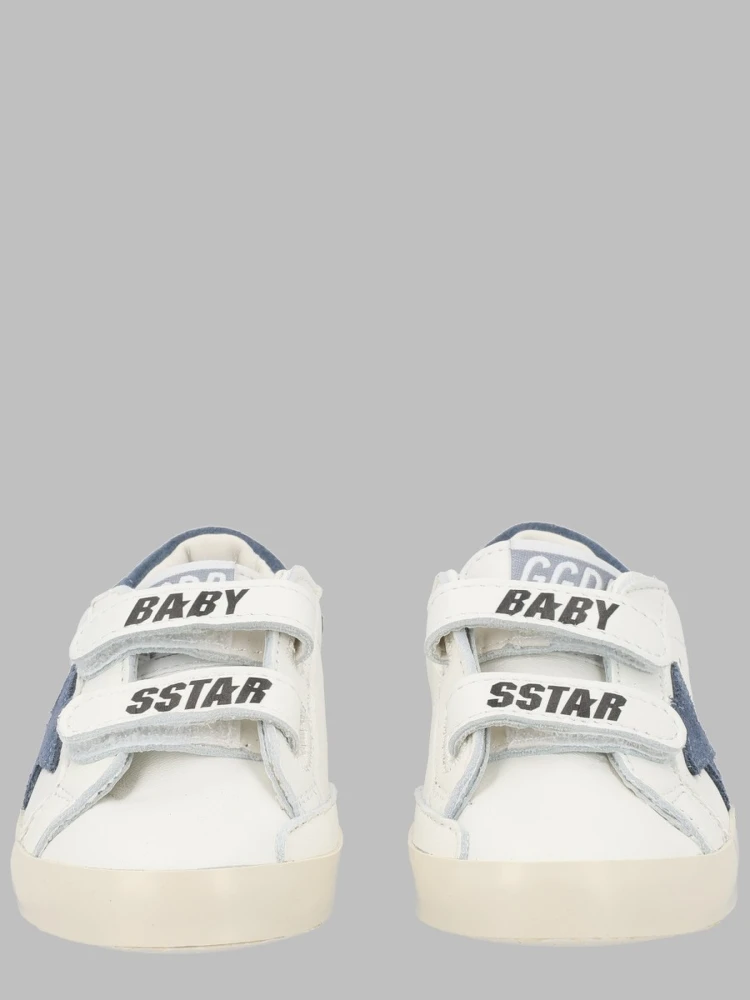baby school nappa with print upper and strap suede star leather heel