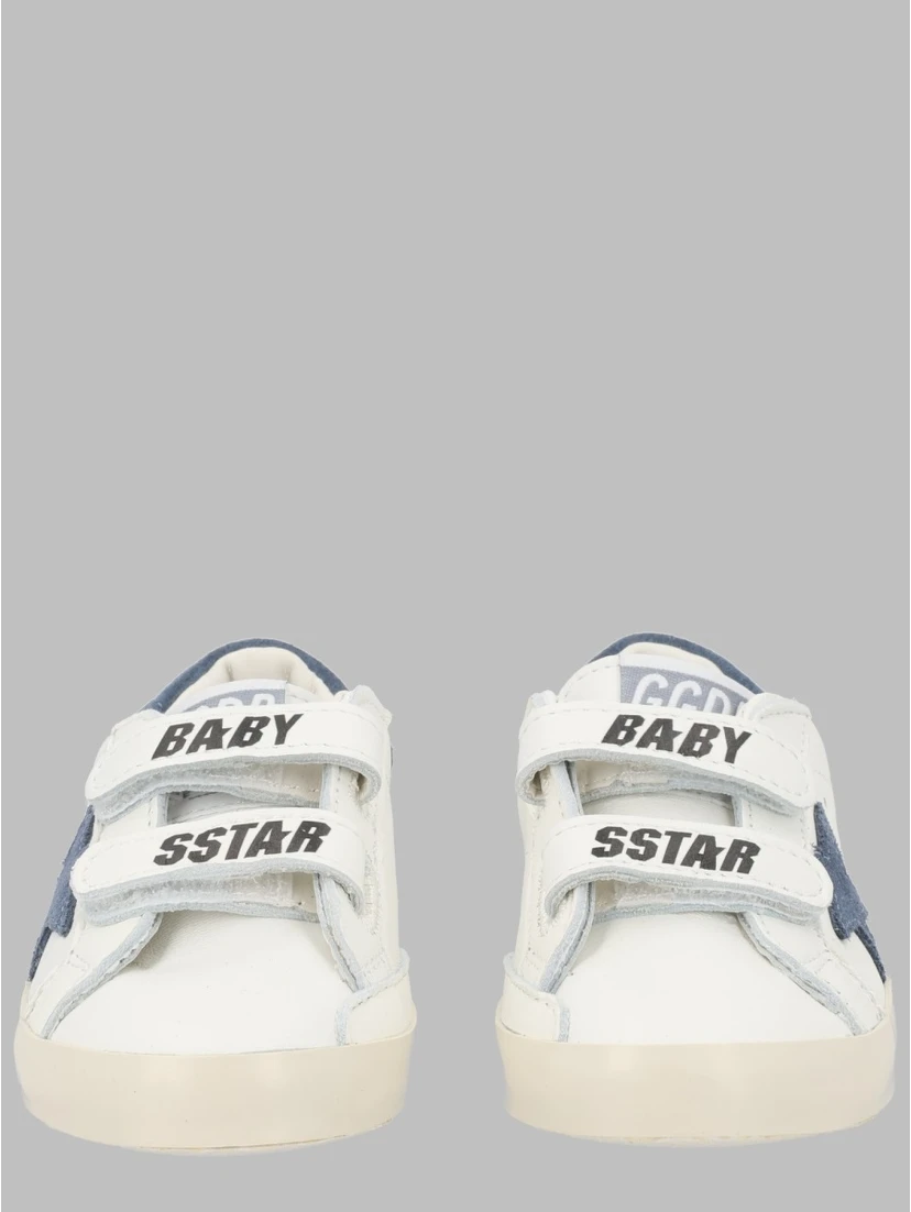 baby school nappa with print upper and strap suede star leather heel