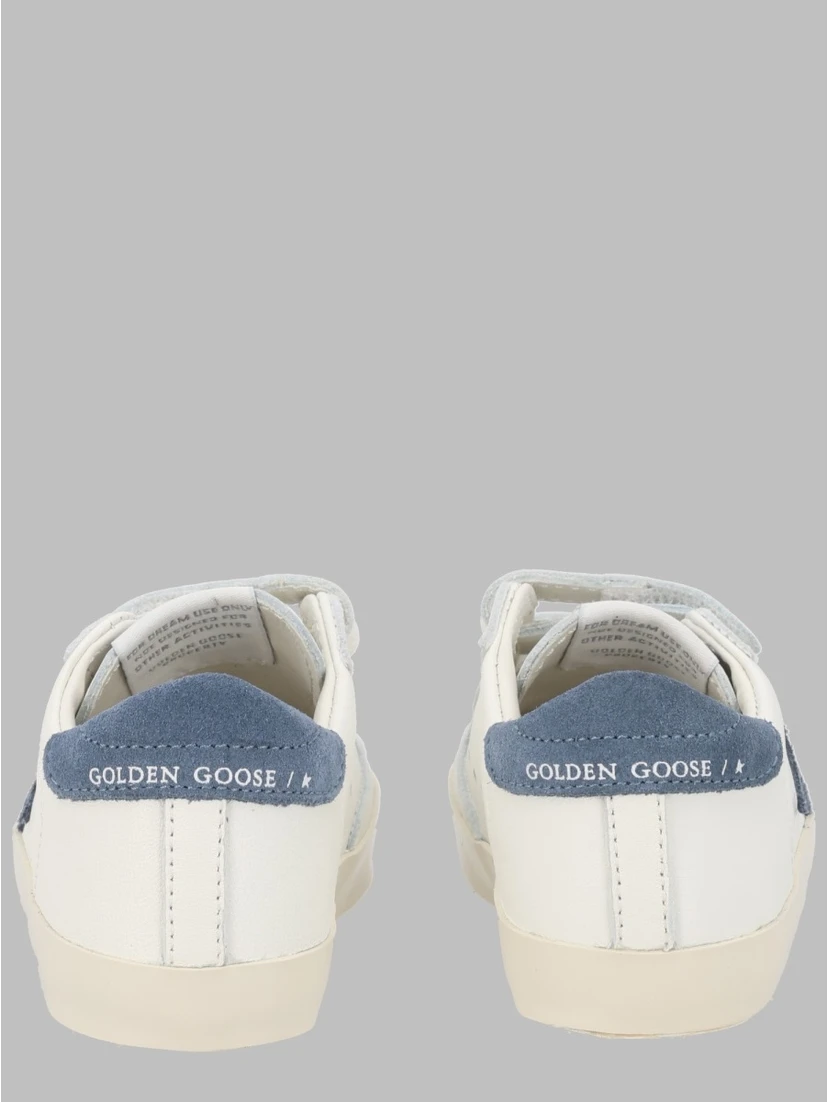 baby school nappa with print upper and strap suede star leather heel