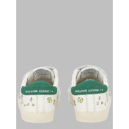 baby school nappa with print upper and strap suede star leather heel
