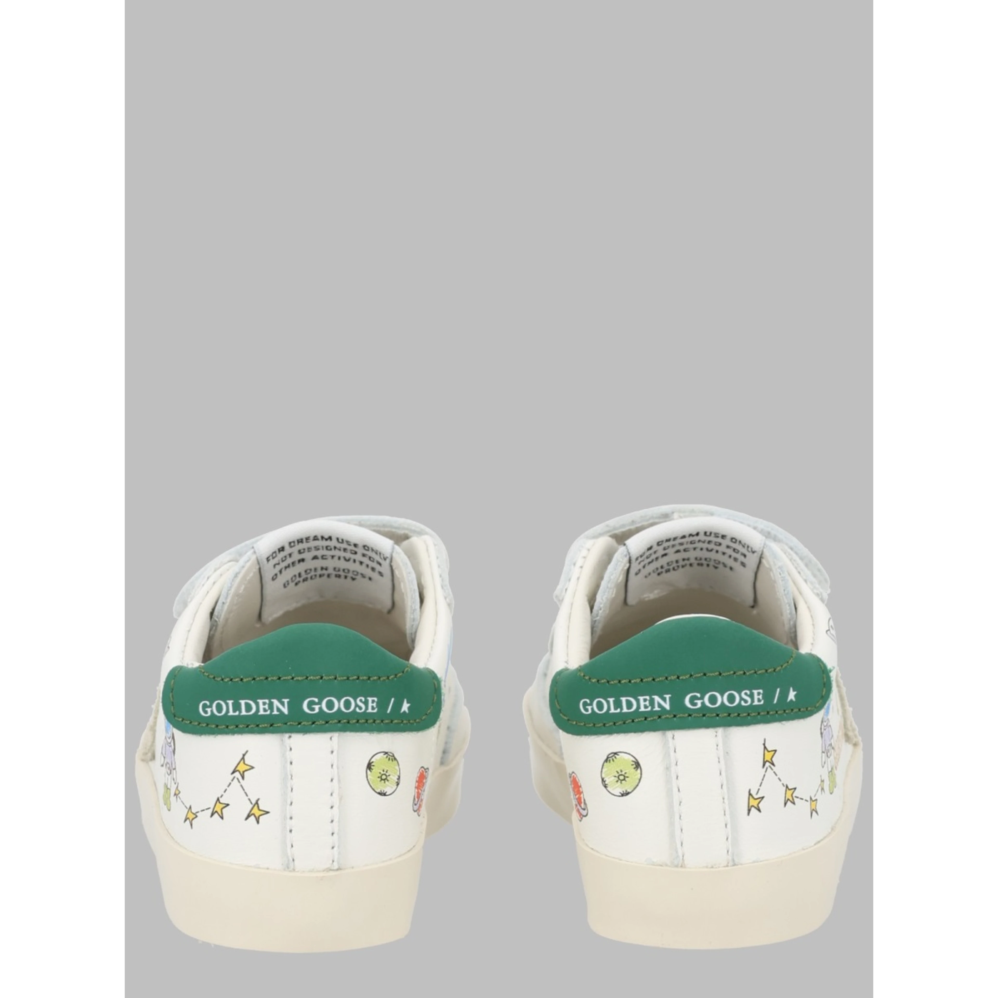baby school nappa with print upper and strap suede star leather heel
