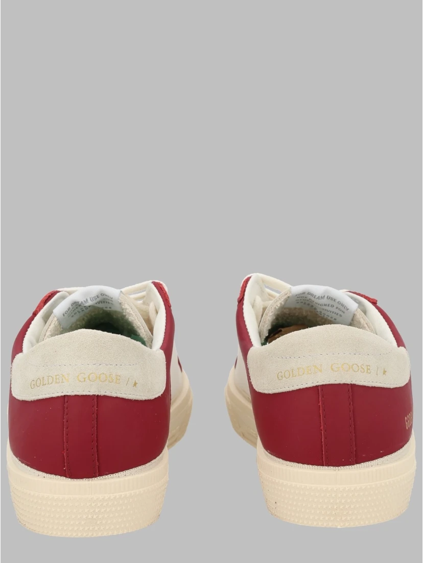 may with double quarter and toe leather upper star toe and tongue suede heel