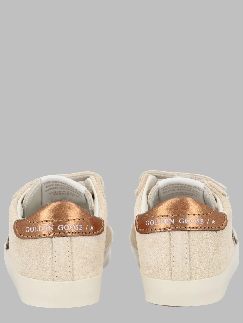 baby school nappa with print upper and strap suede star leather heel