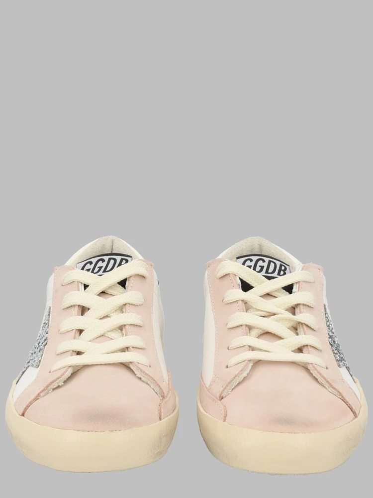 super star leather upper glitter star nabuk toe and spur leather heel