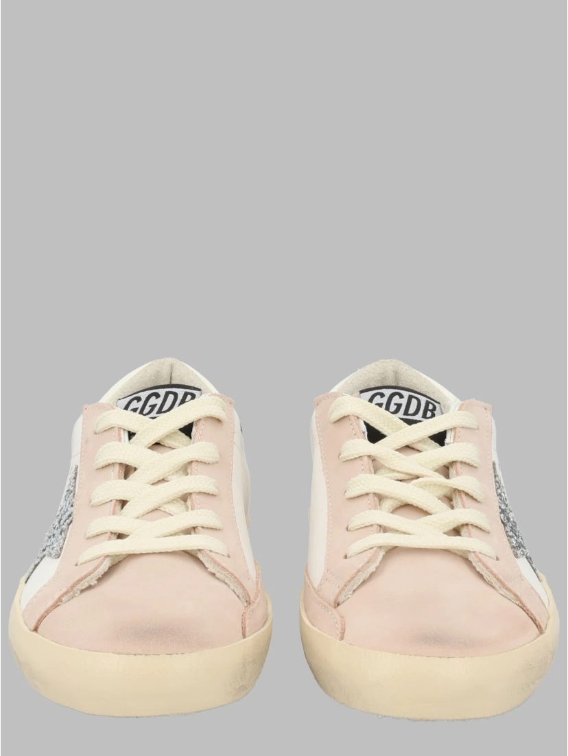 super star leather upper glitter star nabuk toe and spur leather heel