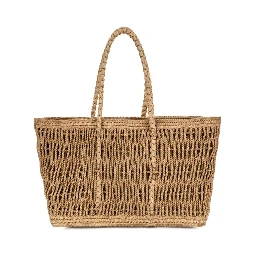 Beige Raffia Shoulder Bag