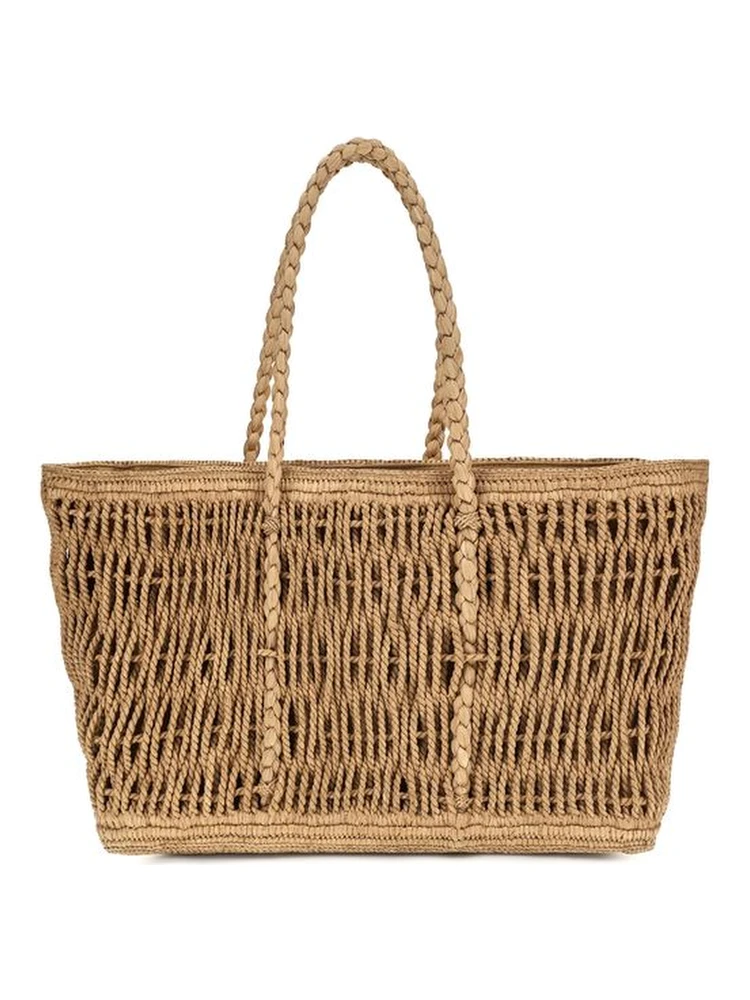 Beige Raffia Shoulder Bag