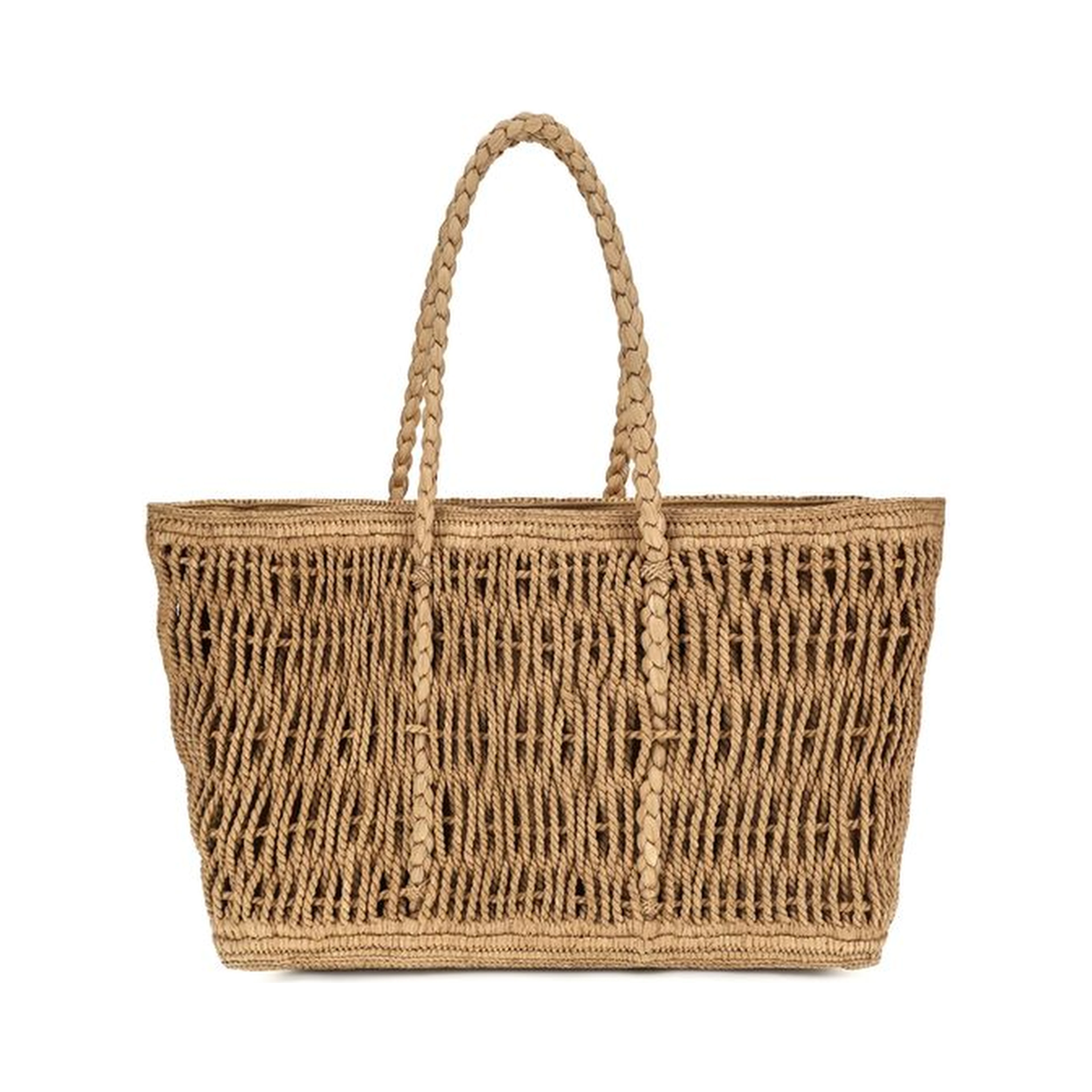 Beige Raffia Shoulder Bag