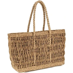 Beige Raffia Shoulder Bag