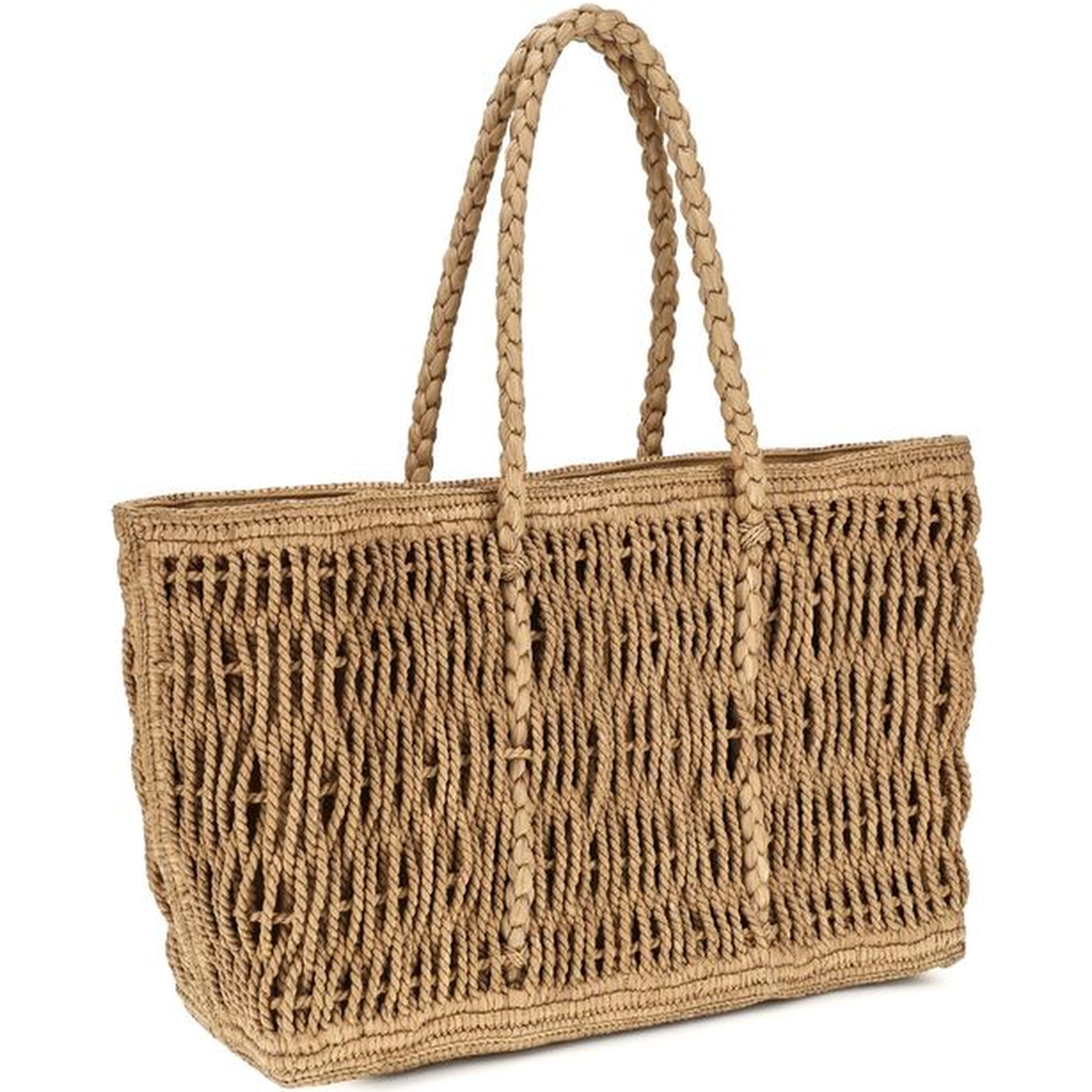 Beige Raffia Shoulder Bag