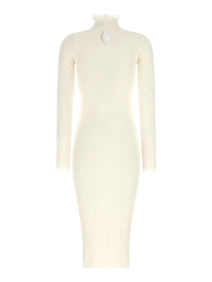 White Viscose Midi Dress