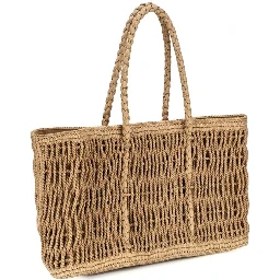 Beige Raffia Shoulder Bag