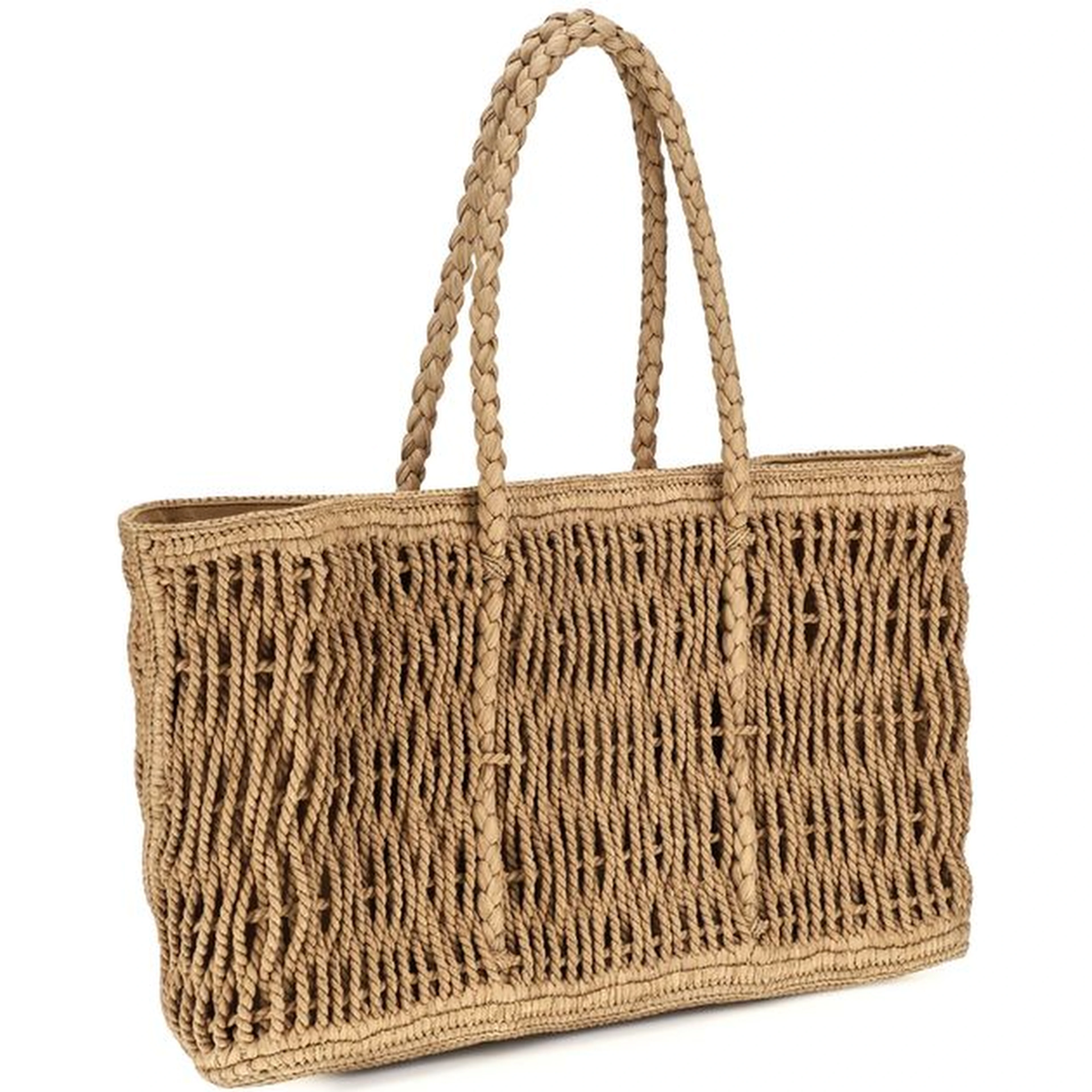 Beige Raffia Shoulder Bag