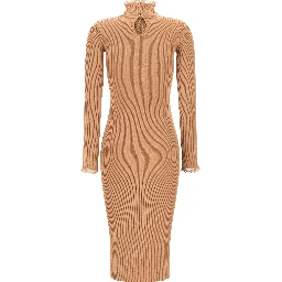 Beige Viscose Midi Dress