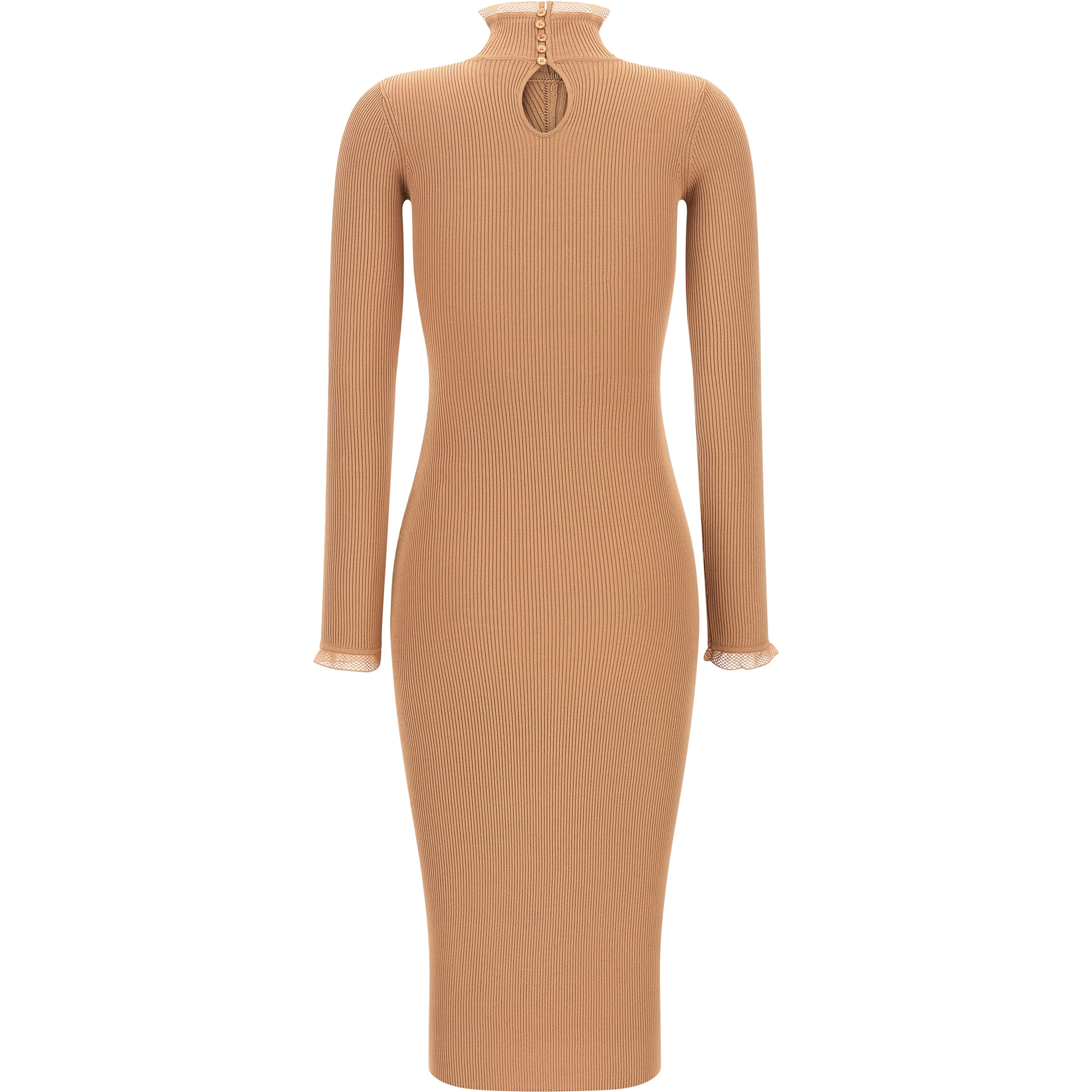 Beige Viscose Midi Dress