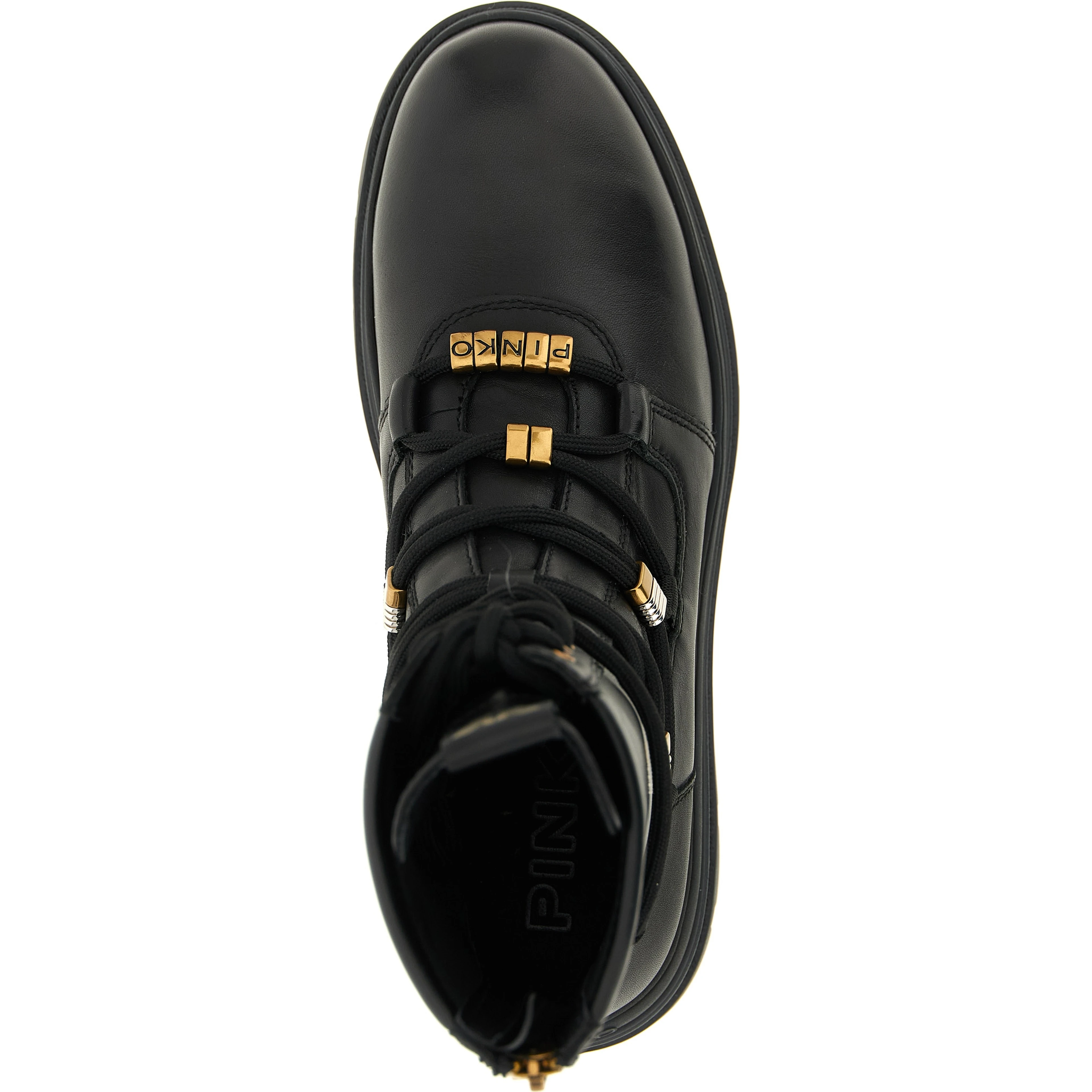 Black Cowhide Lace-Up Boots