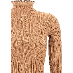Beige Viscose Midi Dress