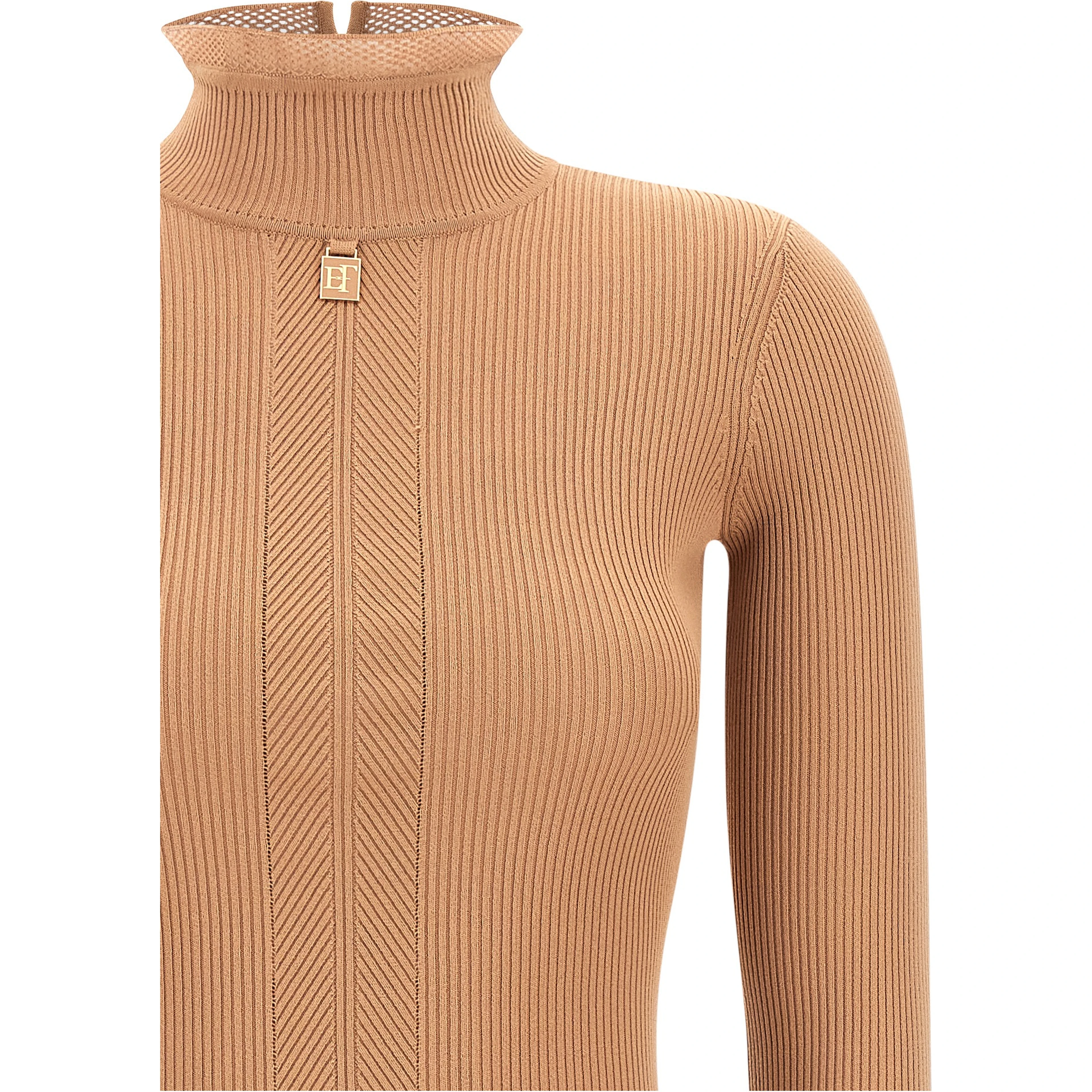 Beige Viscose Midi Dress