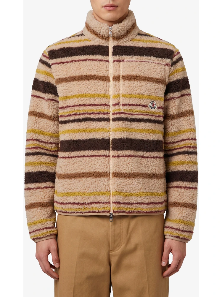 Teddy-effect zip cardigan
