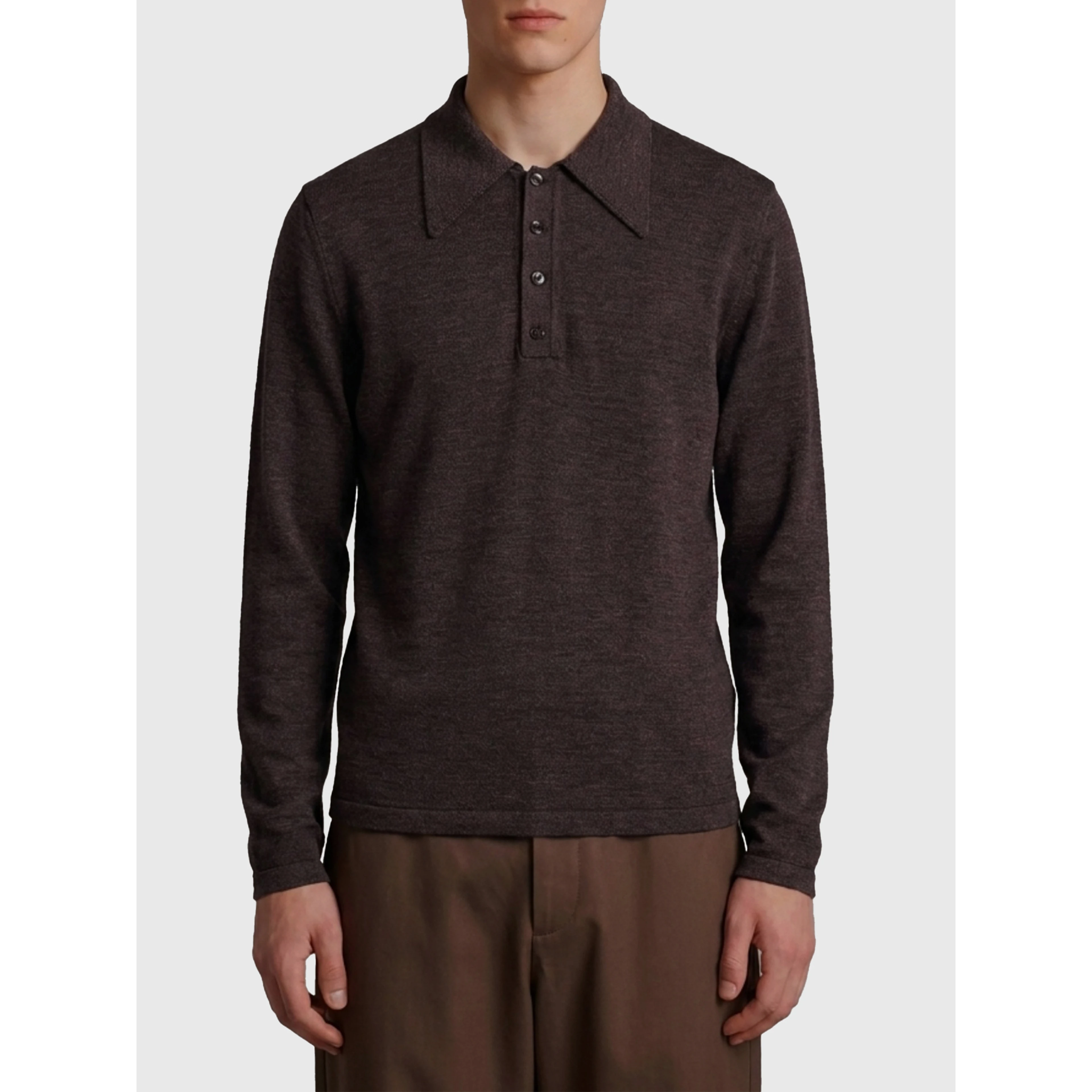Ecorce mouliné wool long-sleeve polo