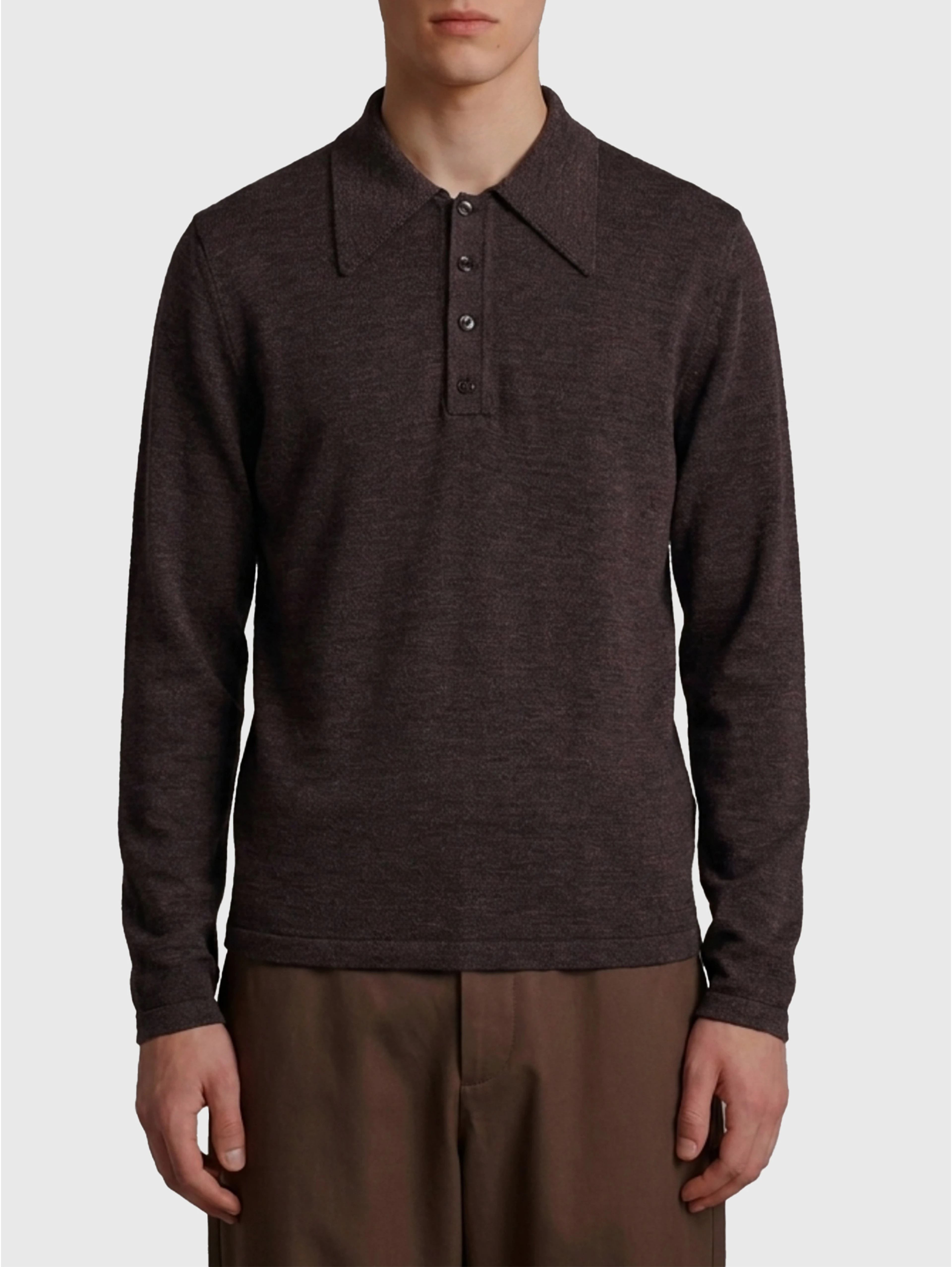 Ecorce mouliné wool long-sleeve polo