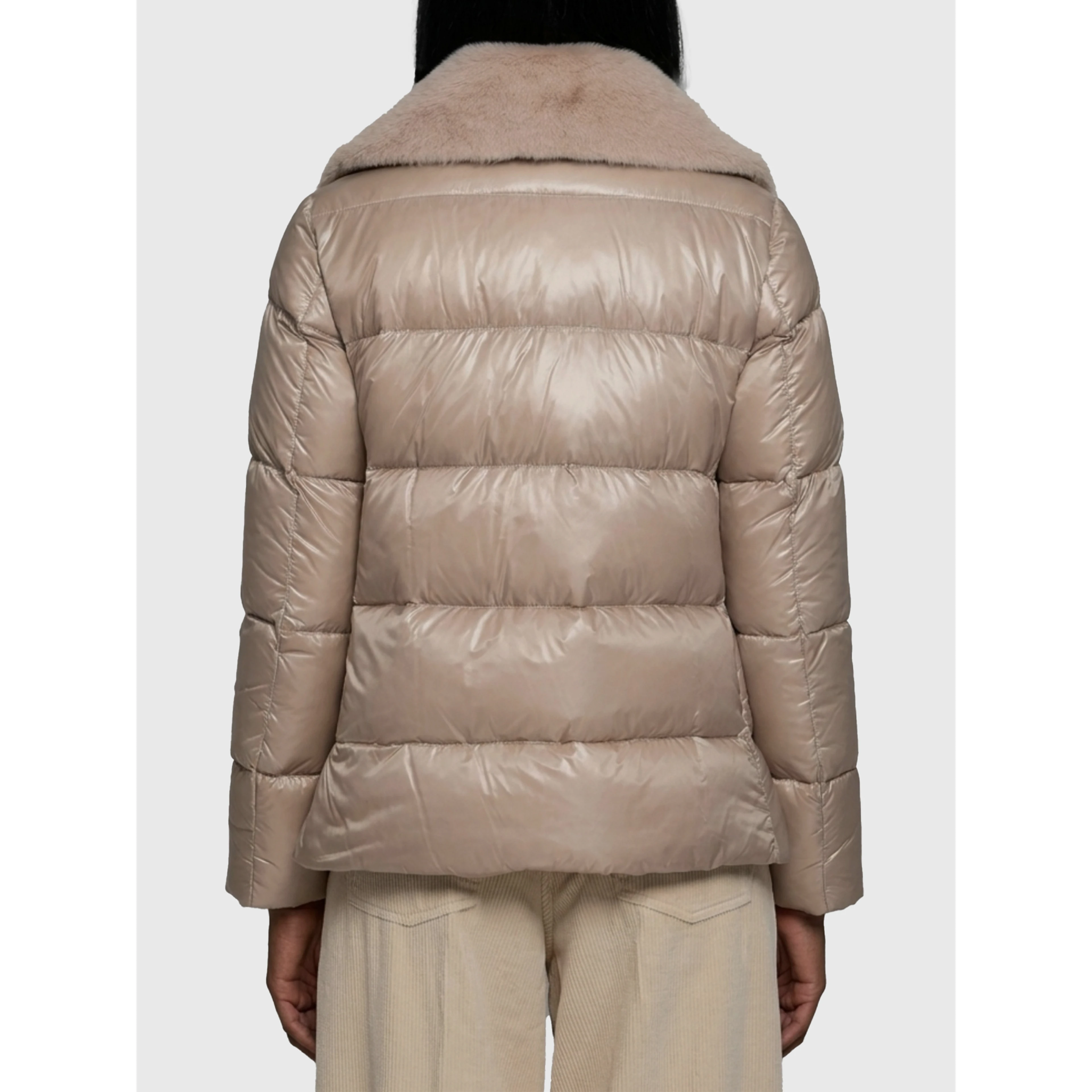 Ultralight nylon and fur collar jacket
