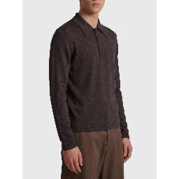 Ecorce mouliné wool long-sleeve polo