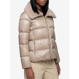 Ultralight nylon and fur collar jacket