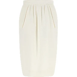 White Polyester Midi Skirt
