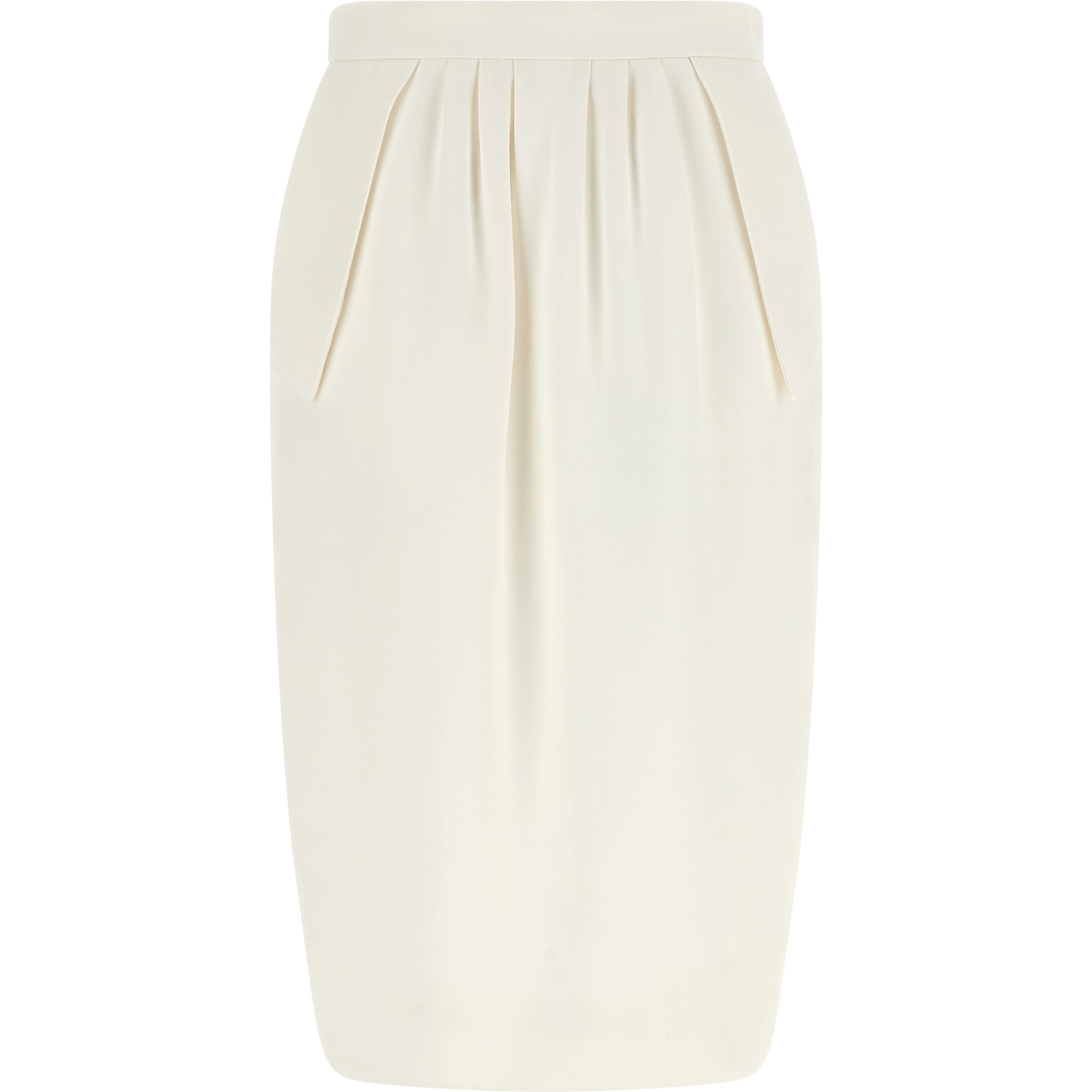 White Polyester Midi Skirt