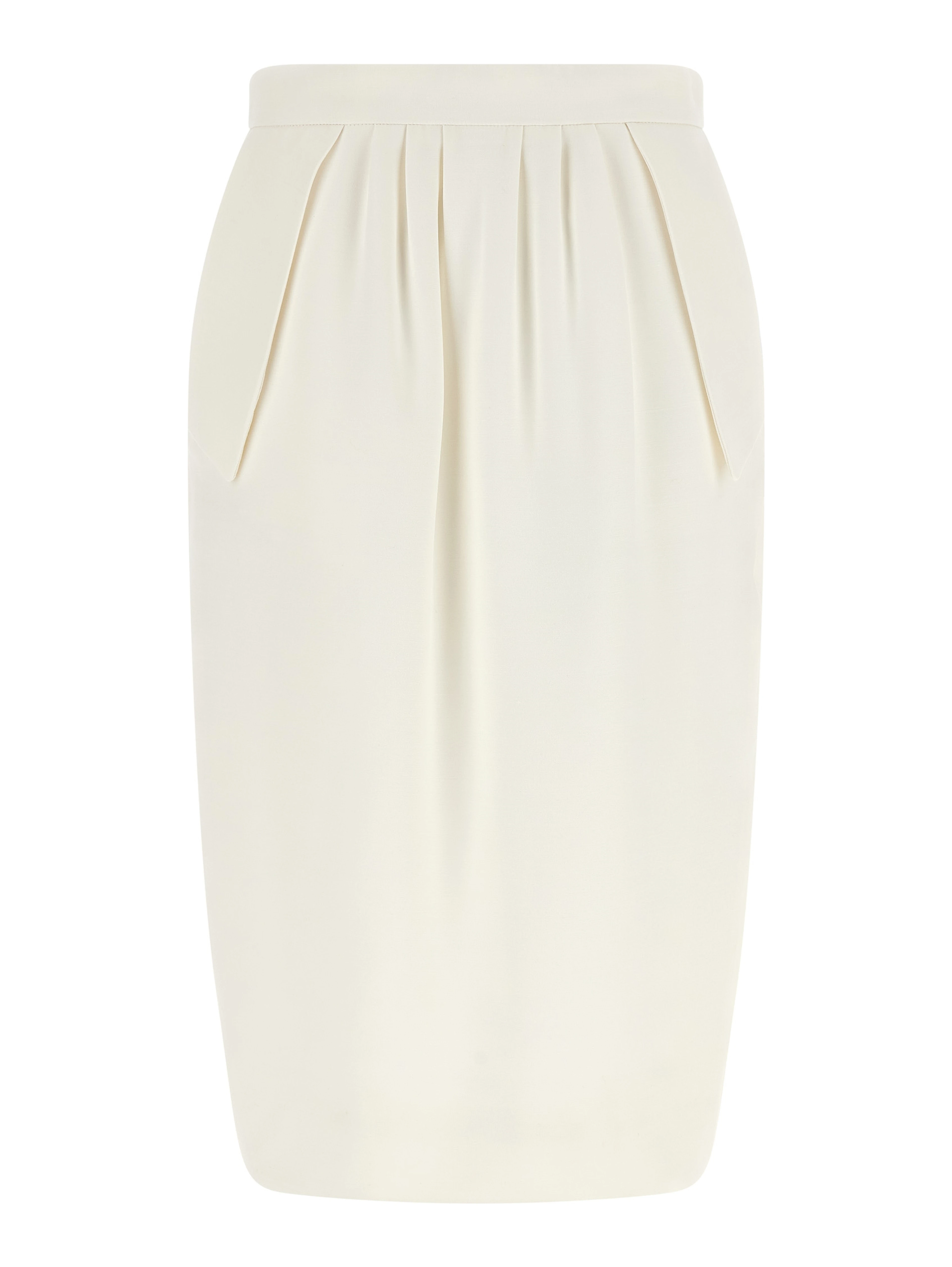 White Polyester Midi Skirt