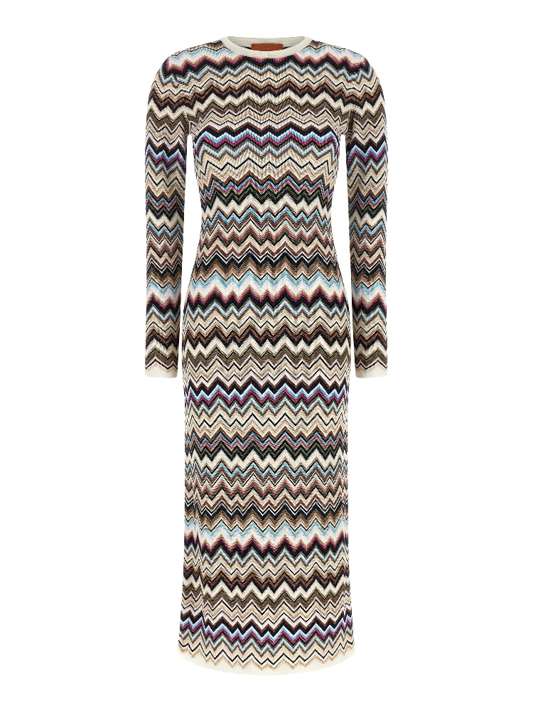 Multicolor Viscose Midi Dress