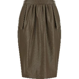 Brown Polyester Midi Skirt