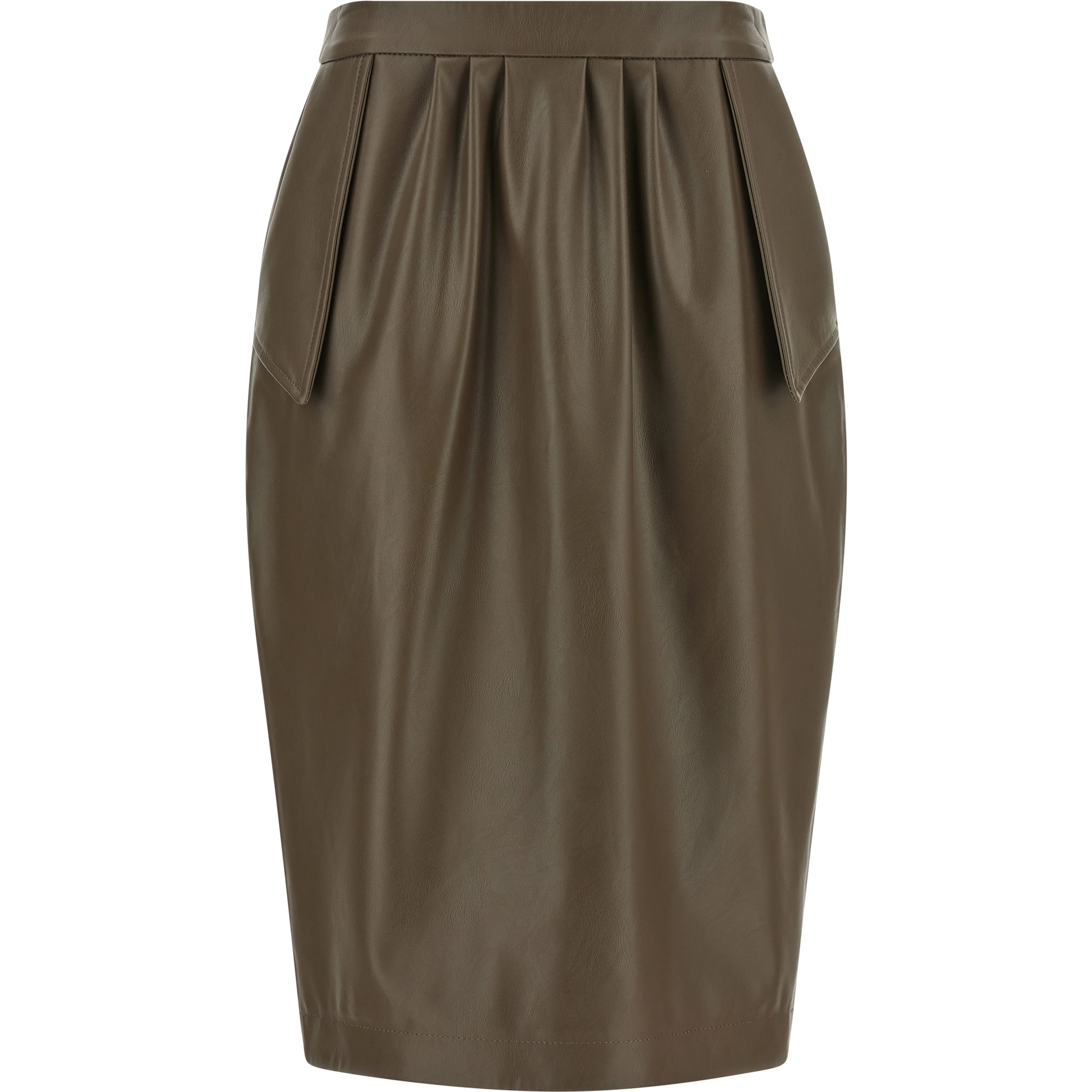 Brown Polyester Midi Skirt