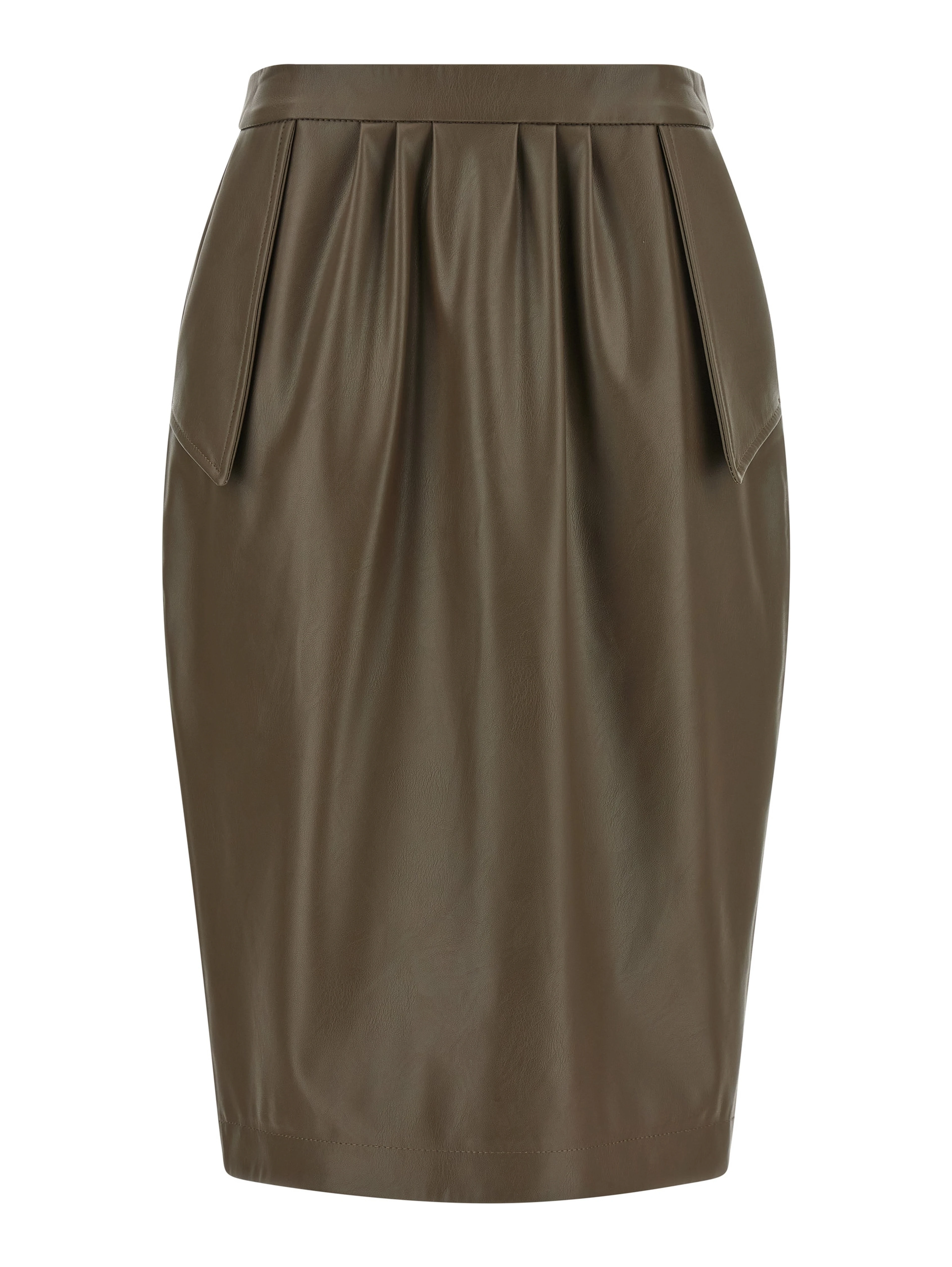 Brown Polyester Midi Skirt