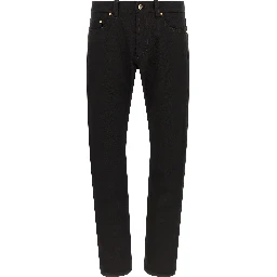 Black Cotton Straight-Leg Jeans
