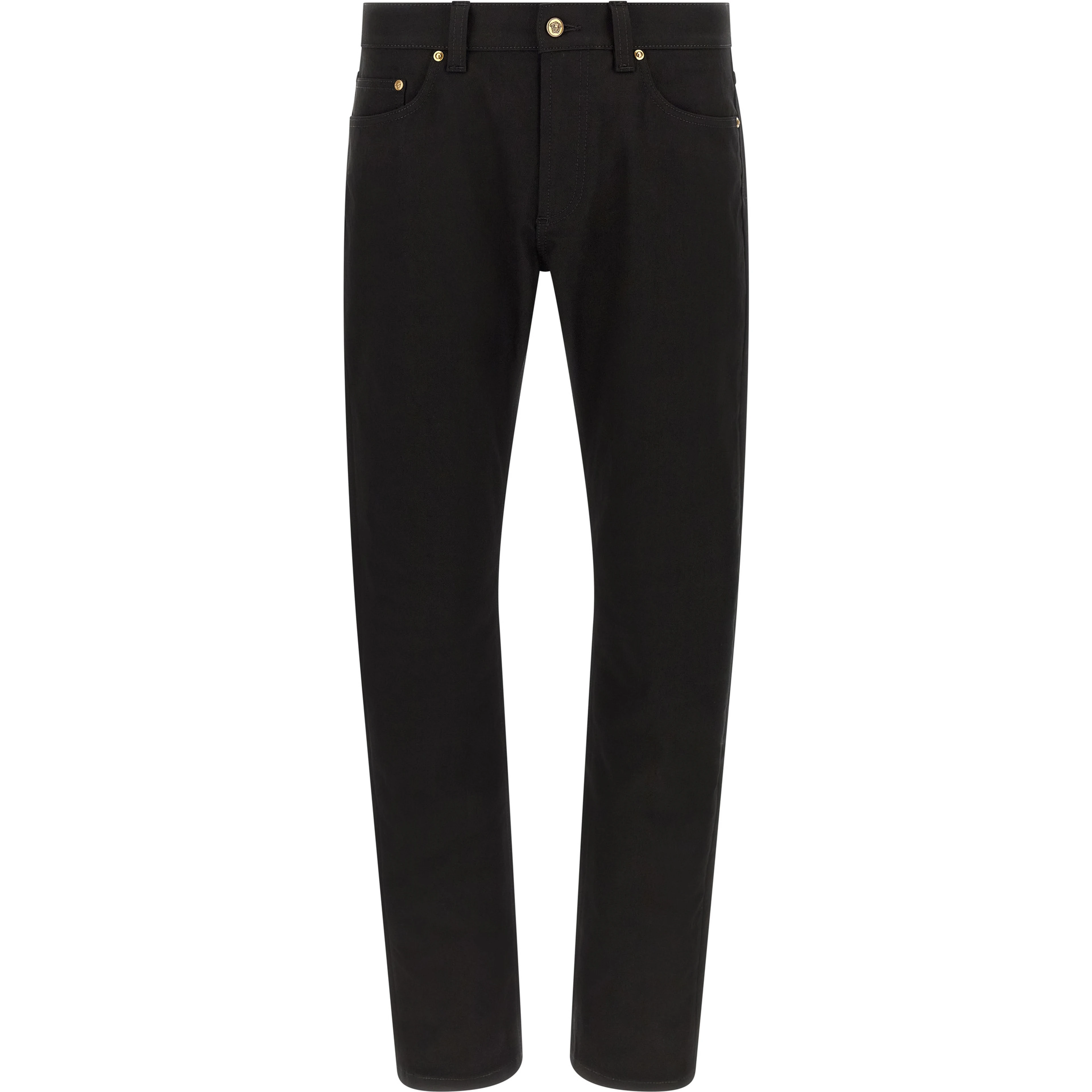 Black Cotton Straight-Leg Jeans