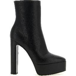 Black Lamb Leather Ankle Boots
