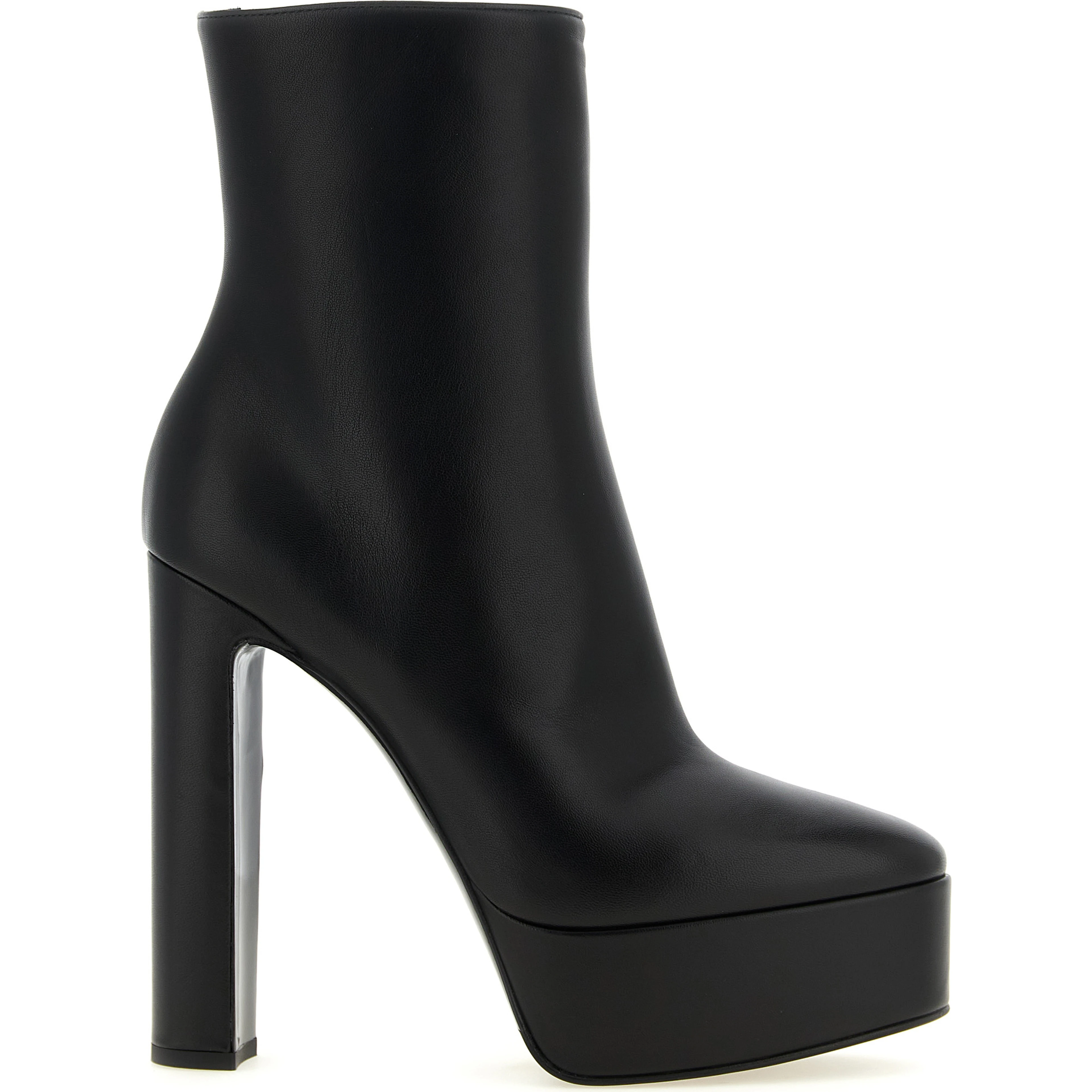 Black Lamb Leather Ankle Boots