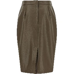 Brown Polyester Midi Skirt