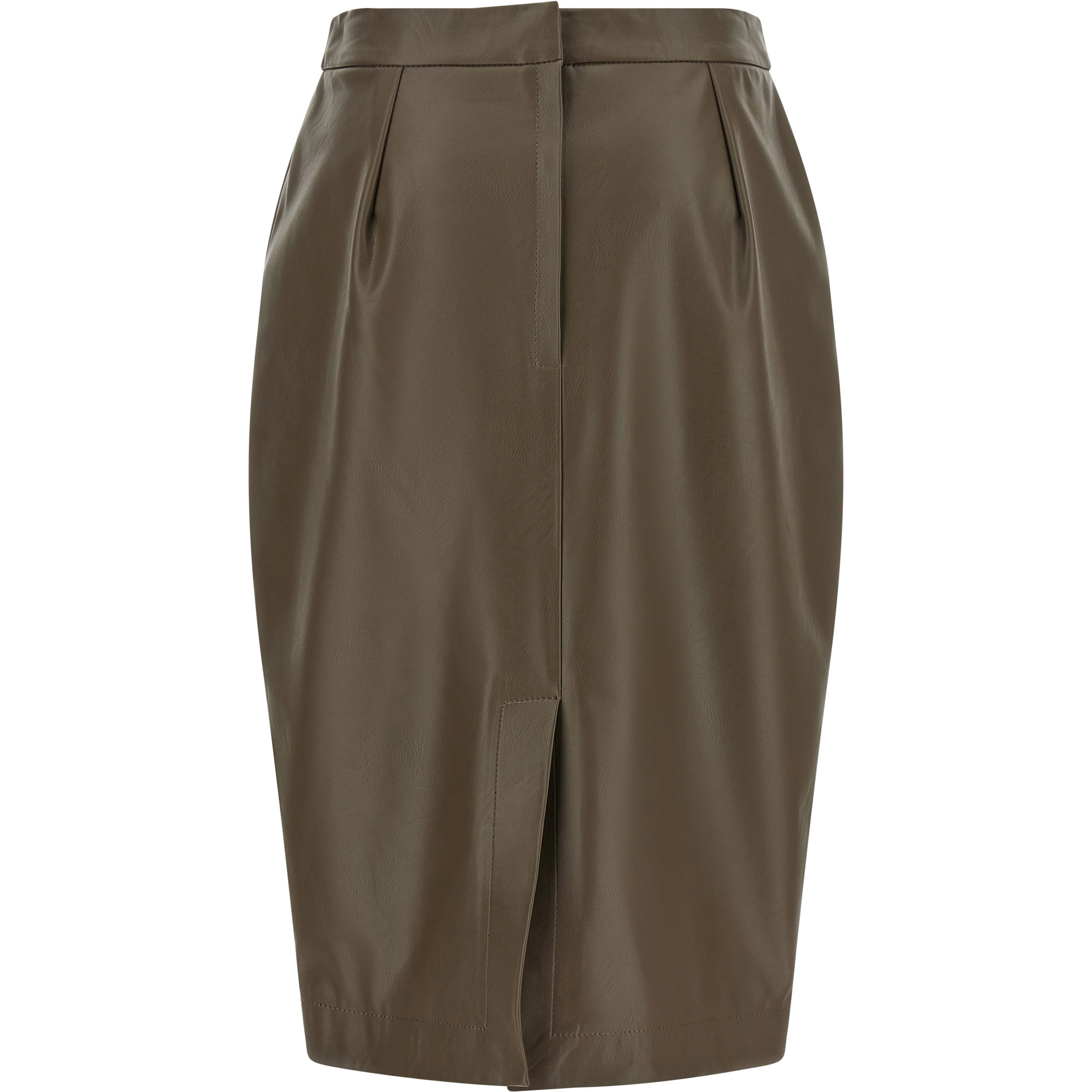 Brown Polyester Midi Skirt