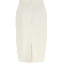 White Polyester Midi Skirt
