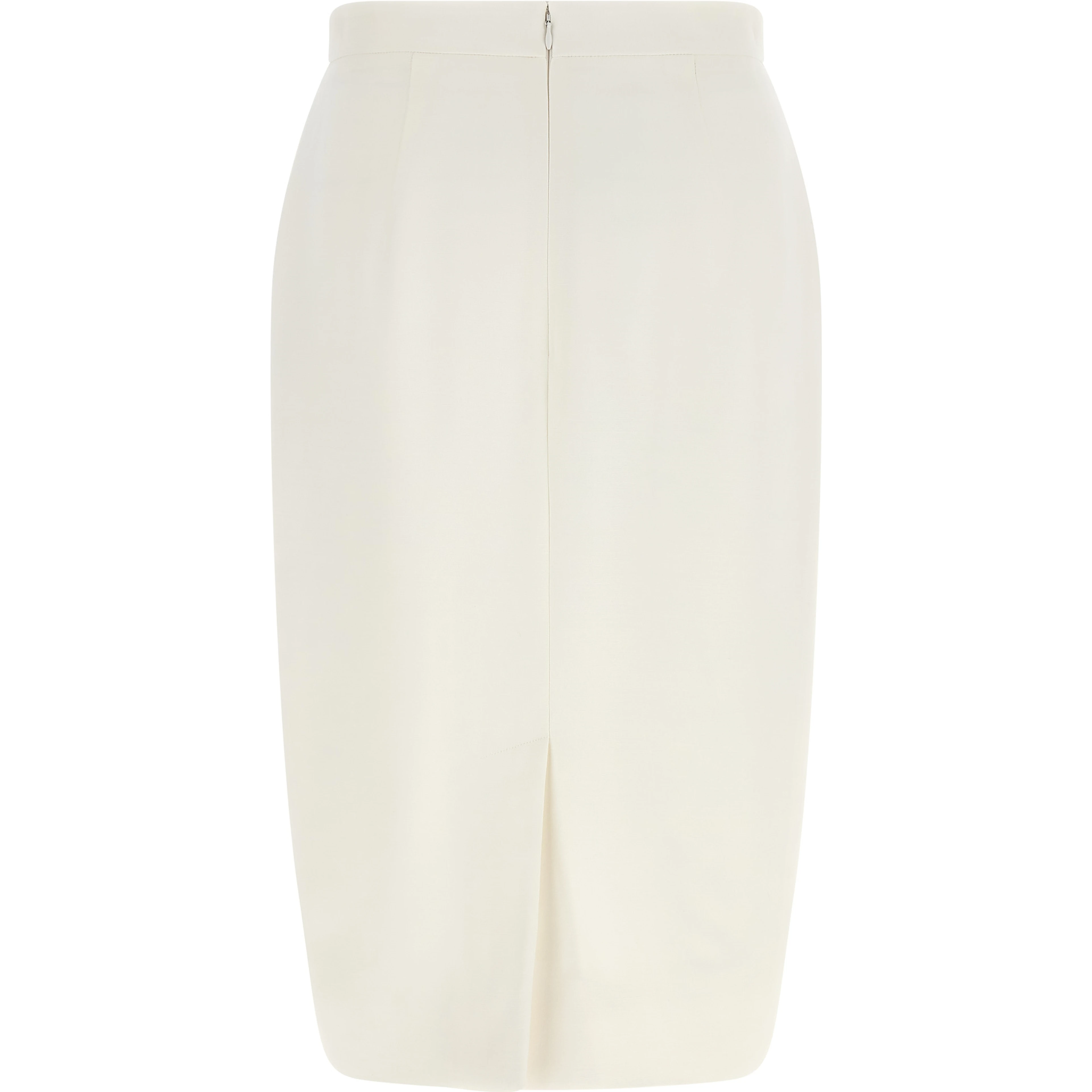 White Polyester Midi Skirt