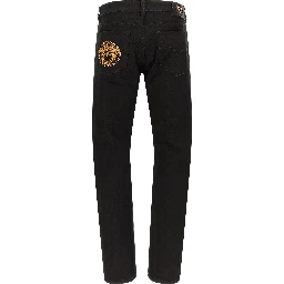 Black Cotton Straight-Leg Jeans