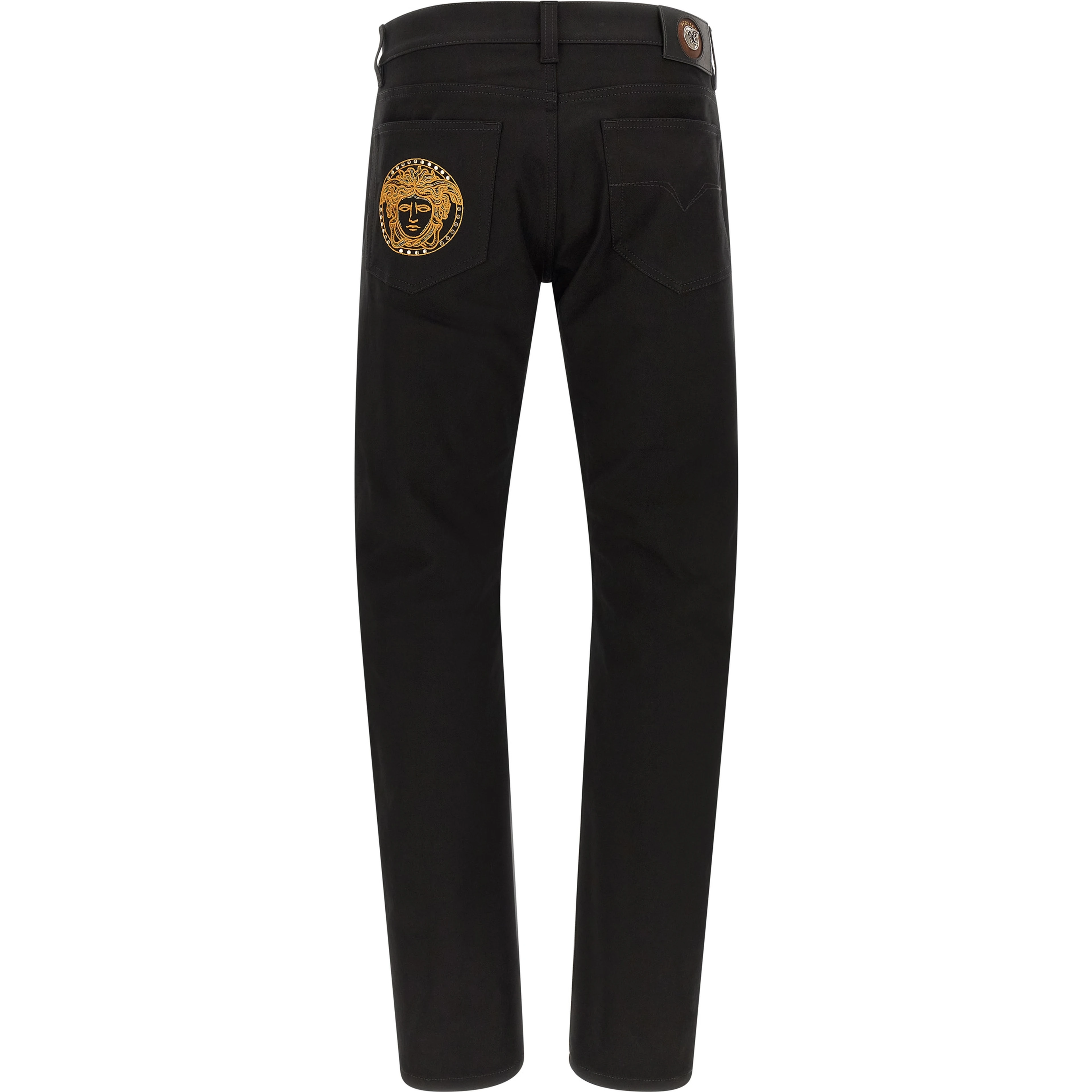 Black Cotton Straight-Leg Jeans